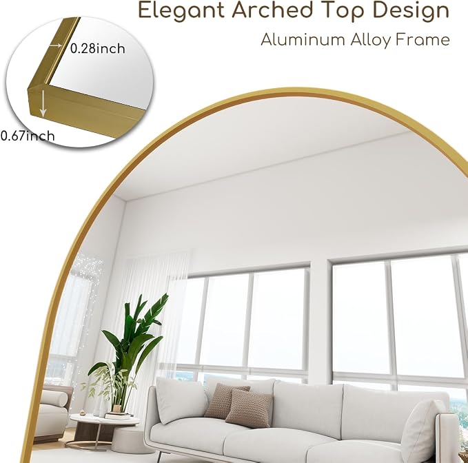 Dewfig Arched Full Length Mirror, Full Body Mirrors - Image 9