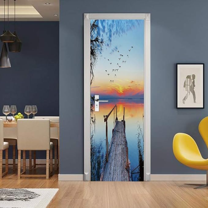 3D Door Stickers Murals - Peel and Stick Wallpaper - Self-Adhesive Decals - Removable PVC Waterproof - Bedroom, Living Room - 34.6" x 78.7"