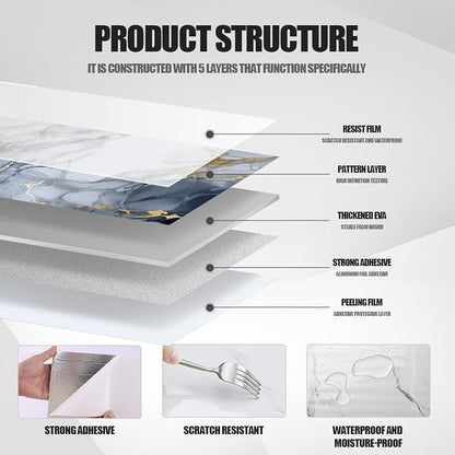 22pcs Marble Peel and Stick Waterproof Wall Panels, Heat-Resistant Backsplash - Image 5