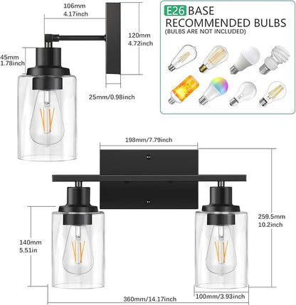 ShineTech 2-Light Bathroom Vanity Light Fixtures, Modern Wall Lighting - Image 3