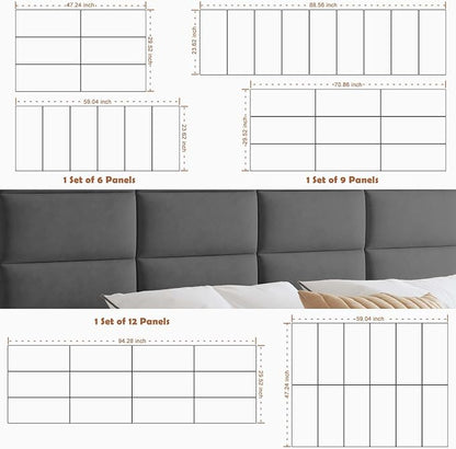 IFNOW Wall Mounted Upholstered Headboard Queen, 3D Peel and Stick Soundproof - Image 6