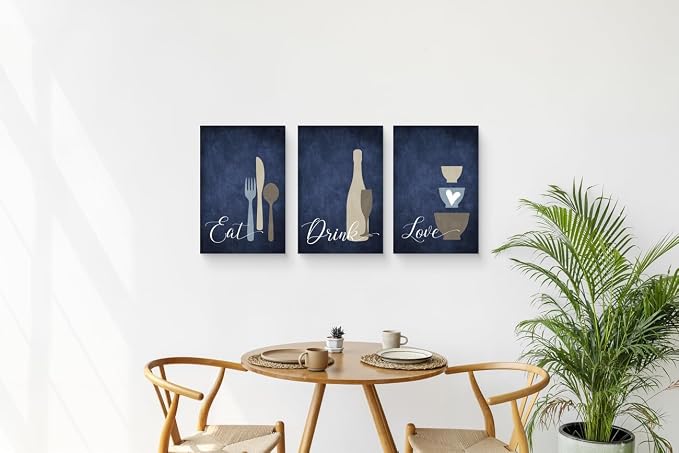 GUBIYU Farmhouse Kitchen Wall Decor Eat Sign Eat Drink Love Wall Art Set of 3 - Image 6