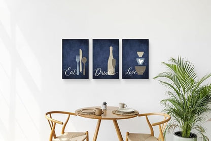 GUBIYU Farmhouse Kitchen Wall Decor Eat Sign Eat Drink Love Wall Art Set of 3 - Image 6