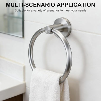 SetSail Towel Holder for Bathroom Wall Silver Towel Ring Stainless Steel Hand - Image 3