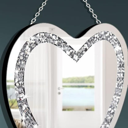 DMDFIRST Crystal Crush Diamond Heart Shaped Silver Mirror - Image 4