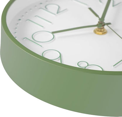 Modern Green Bathroom Wall Clocks 8 Inch Non-Ticking Battery Operated - Image 5