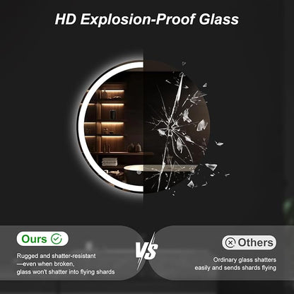 DUMOS 24 Inch Round LED Bathroom Mirror - Image 4