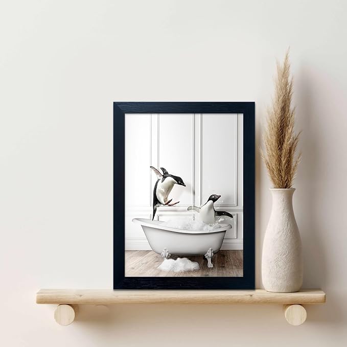 Framed Kids Bathroom Decor Funny Bathroom Wall Art Black and White Wall Decor - Image 8