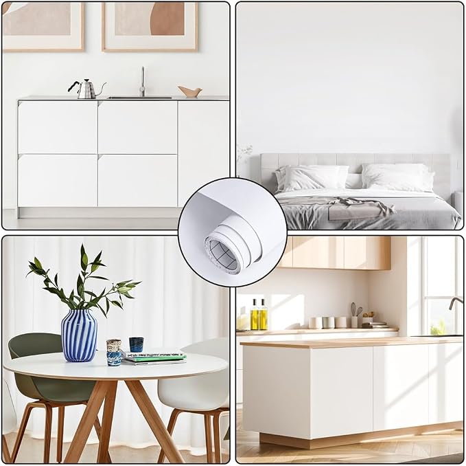 Arthome 17''x393'' White Contact Paper, Self Adhesive Wallpaper Waterproof PVC - Image 5