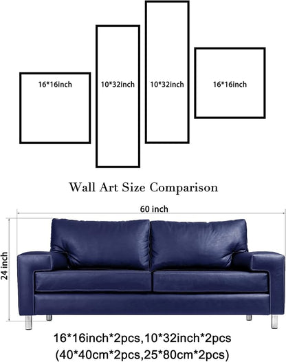 Wieco Art Large Size Decorative Elegant Flowers 4 Panels 100% Hand-painted - Image 6