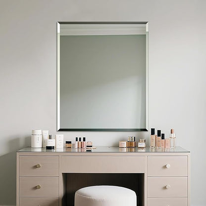 Frameless Bathroom Mirror for Wall, Rectangle Beveled Edge Mirror for Over Sink - Image 2