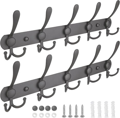 TICONN Wall Mounted Coat Rack, Five Heavy Duty Tri Hooks All Metal Construction by TICONN