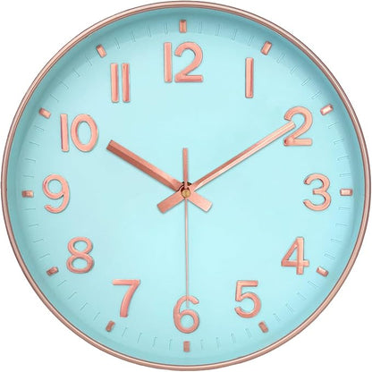 Wall Clock, 8 Inch Wall Clocks Battery Operated, Round Modern Non Ticking by MABPEDO
