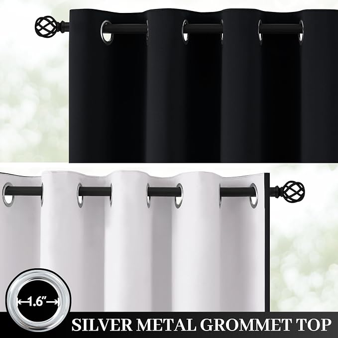 Yakamok 100% Blackout Curtain Panels 63 inches Cold and Light Blocking Drapes - Image 2