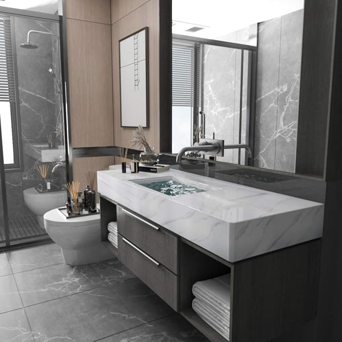 Large White Marble Granite Wallpaper Peel Stick Thicken 31.5x354inch Waterproof - Image 3