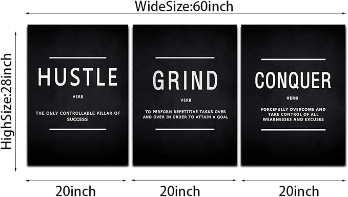 KAWAHONE Success Quotes Wall Art, Grind Hustle Conquer Motivation Wall Poster - Image 7