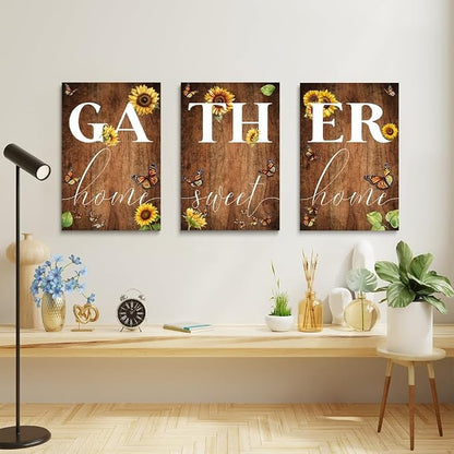 GUBIYU Farmhouse Dining Room Wall Art Gather Signs - Image 4