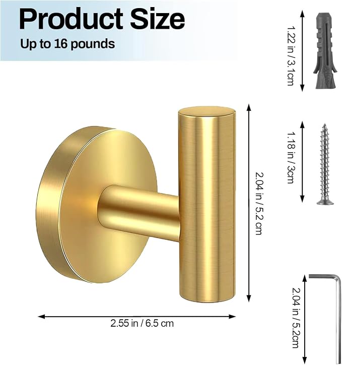 Kruodop Towel Hooks for Bathroom, 2 Packs Wall Mount Towel Holder, Stainless - Image 2