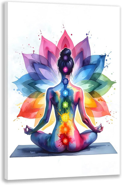 GELDSTEI Framed Zen Wall Art, Chakra Yoga Wall Decor, Colorful Meditation by Unknown