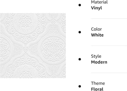 Manhattan Comfort Carter Series Vinyl Textured Paintable Floral Scroll Boarded - Image 4