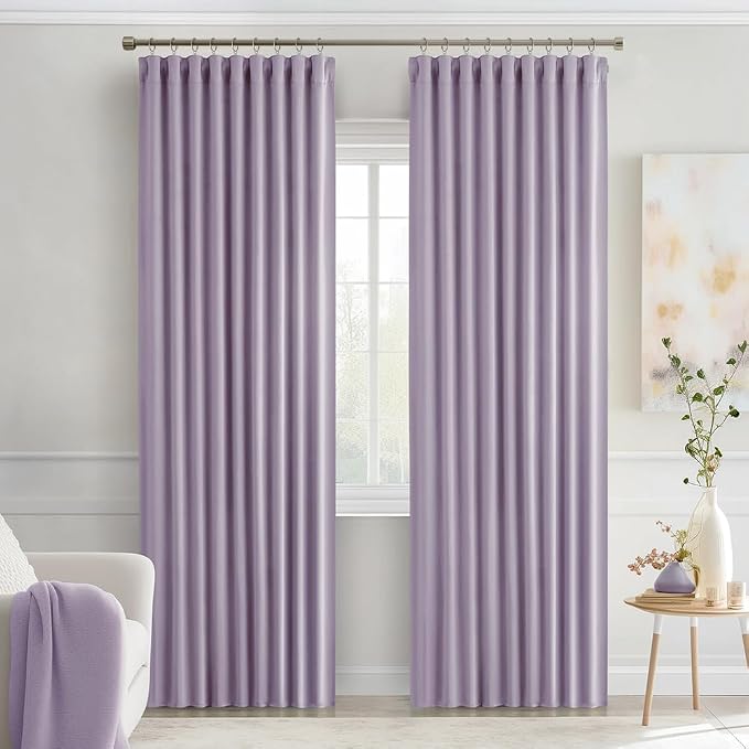 MIULEE Lilac Back Tab Blackout Curtains 84 Inch Length 2 Panels Set - Image 9