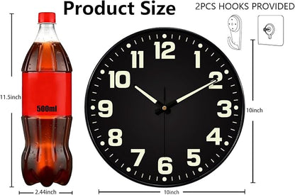 Glow in The Dark Wall Clock Non Ticking, 10 inch Silent Wall Clocks Battery - Image 3
