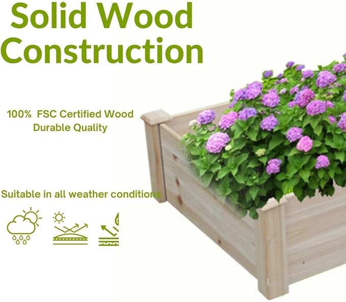 BTExpert 8ft x 2ft Horticulture Raised Garden Beds Elevated Planting Divisible Large Wooden Planter Box Kit Stand for Vegetable Herbs Flower Backyard Patio Balcony Bed Liner Outdoor Clear Natural Wood
