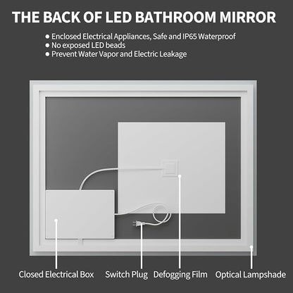Koonmi 28"x20" LED Mirror for Bathroom, 90CRI Anti-Fog Vanity Mirror - Image 8
