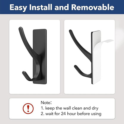 pickpiff Matt Black Self Adhesive Coat Hooks - Image 3