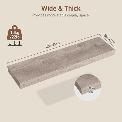 RALGEND Floating Shelves for Wall, 1.5" Thick Wall Shelf Set of 3 - Image 3