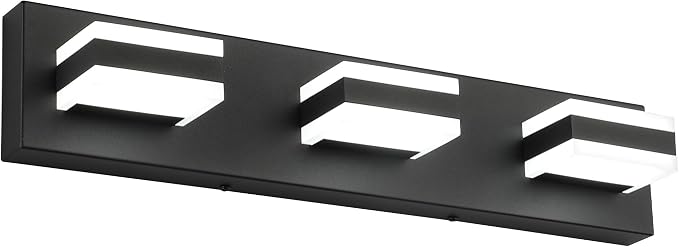 SOLFART LED Black Bathroom Vanity Light Fixtures Over Mirror 3 Lights Bath by SOLFART