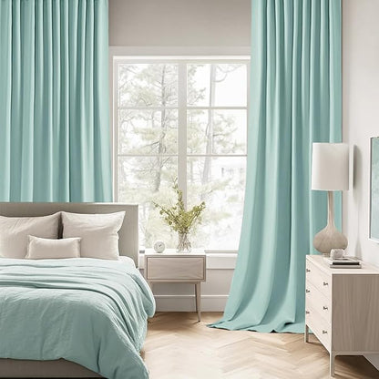 MIULEE Aqua Back Tab Blackout Curtains 63 Inch Length 2 Panels Set - Image 2