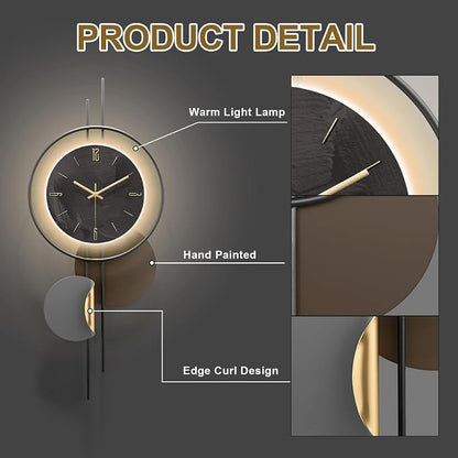 Modern Wall Clock for Living Room, Large Black Decorative Wall Clock - Image 6