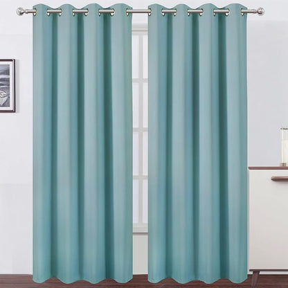 LEMOMO Blackout Curtains 66 x 95 inch/Stone Blue Curtains Set of 2 by Lemomo