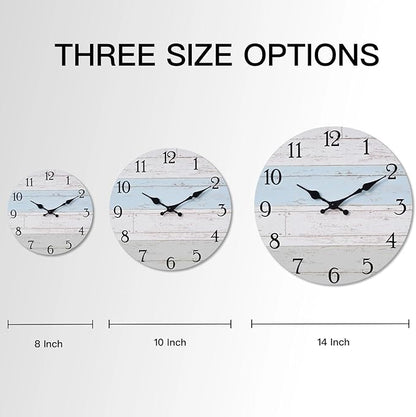 KECYET Wall Clock 10 Inch Silent Non-Ticking Coastal Beach Style Wall Clocks - Image 3