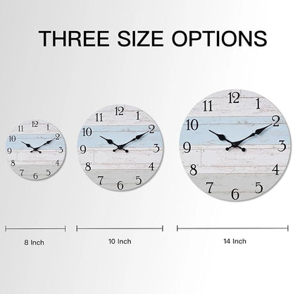 KECYET Wall Clock 14 Inch Silent Non-Ticking Coastal Beach Style Wall Clocks - Image 3