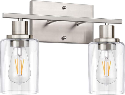 ShineTech 2-Light Bathroom Vanity Light Fixture, Brushed Nickel Bathroom Light by ShineTech