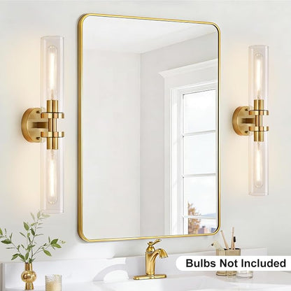 Indoi Brushed Gold Wall Sconces, Hardwired Bathroom Sconces Wall Lighting - Image 6