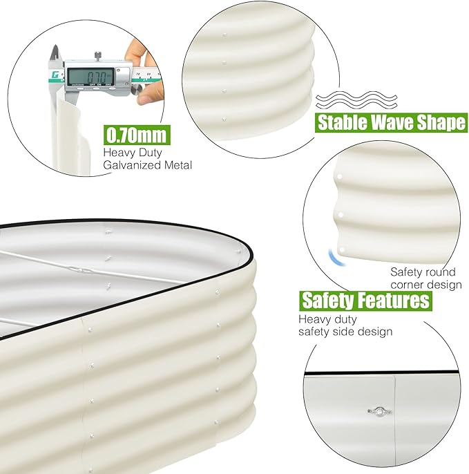 SnugNiture Galvanized Raised Garden Bed, 6x3x1.5ft Oval Metal Planter Box for Planting Outdoor Plants Vegetables