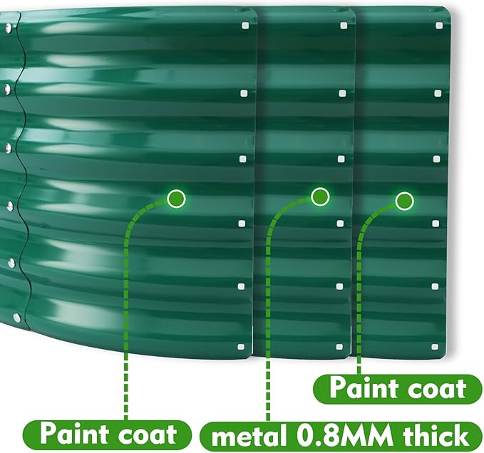 17" Tall Round Outdoor Garden Raised Garden Bed Kits- 0.8MM Thick Metal Raised Planter Bed/Ground Planter Box for Variety of Flowers,Herbs,Vegetables (Dark Green, 40 inches Diameter)