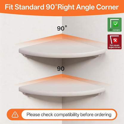 Gieanoo White Corner Wall Shelf 10inch Solid Oak Wood Floating Corner Shelf - Image 7