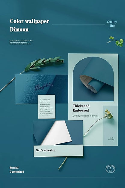 Dimoon 236''x17.7'' Blue Peel and Stick Wallpaper Contact Paper Modern Self - Image 4
