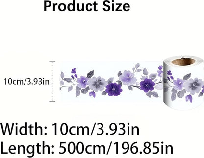 Purple Floral Wallpaper Border 196x4 Inch Peel and Stick Wall Border Self - Image 4