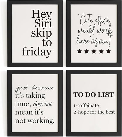 DSHFG Funny Motivational Office Wall Art Decor Prints Set of 4, 8x10 Unframed by Unknown