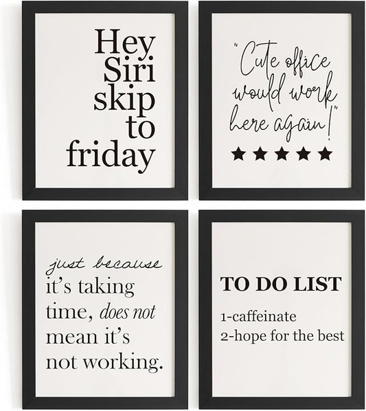 DSHFG Funny Motivational Office Wall Art Decor Prints Set of 4, 8x10 Unframed by Unknown
