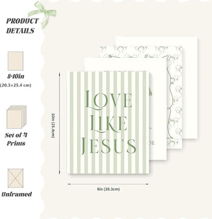 LARTSFRO Coquette Sage Green Bow Jesus Wall Art Decor Posters, Inspirational - Image 2