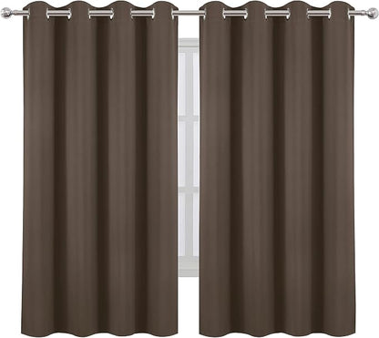 LEMOMO Chocolate Brown Blackout Curtains 52 x 63 Inch Length/Set of 2 Curtain - Image 2