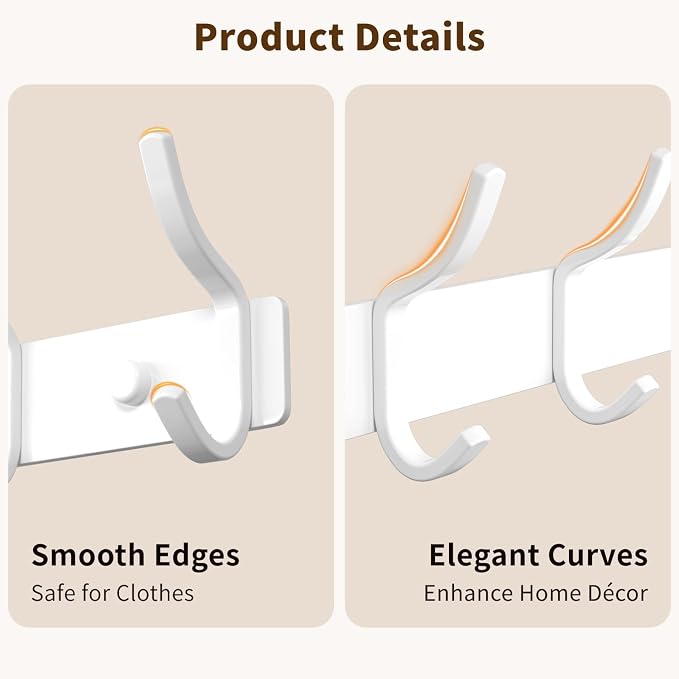 GWAAZXGZ White Coat Rack Wall Mount - Image 5