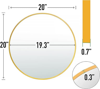 SCWF-GZ 20" Round Mirror Circle Wall Mounted Hanging or Against Wall Metal - Image 2