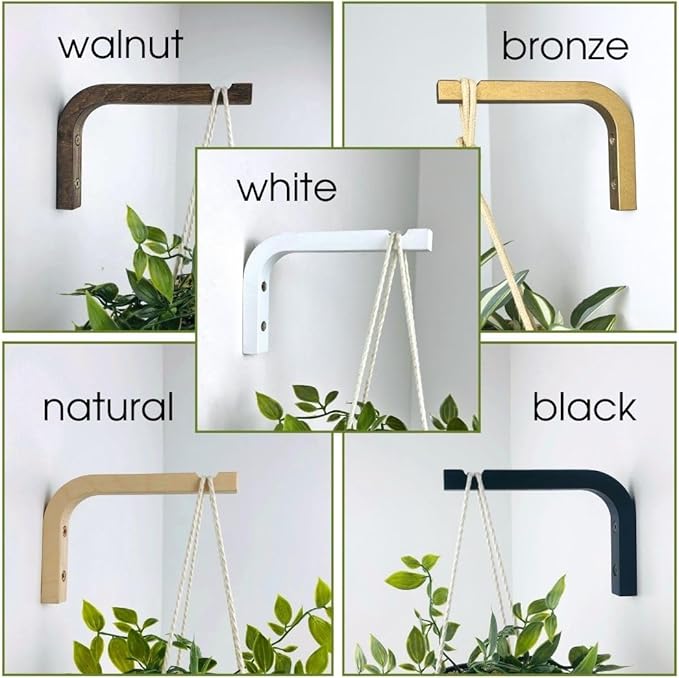 2-Piece Set of Plant Hooks for Wall 6 inch - Mounted Wooden Plant Hook - Indoor and Outdoor Bracket Plant Hanger for Planters, Lanterns, Bird Feeders, Patio Decorations (White)